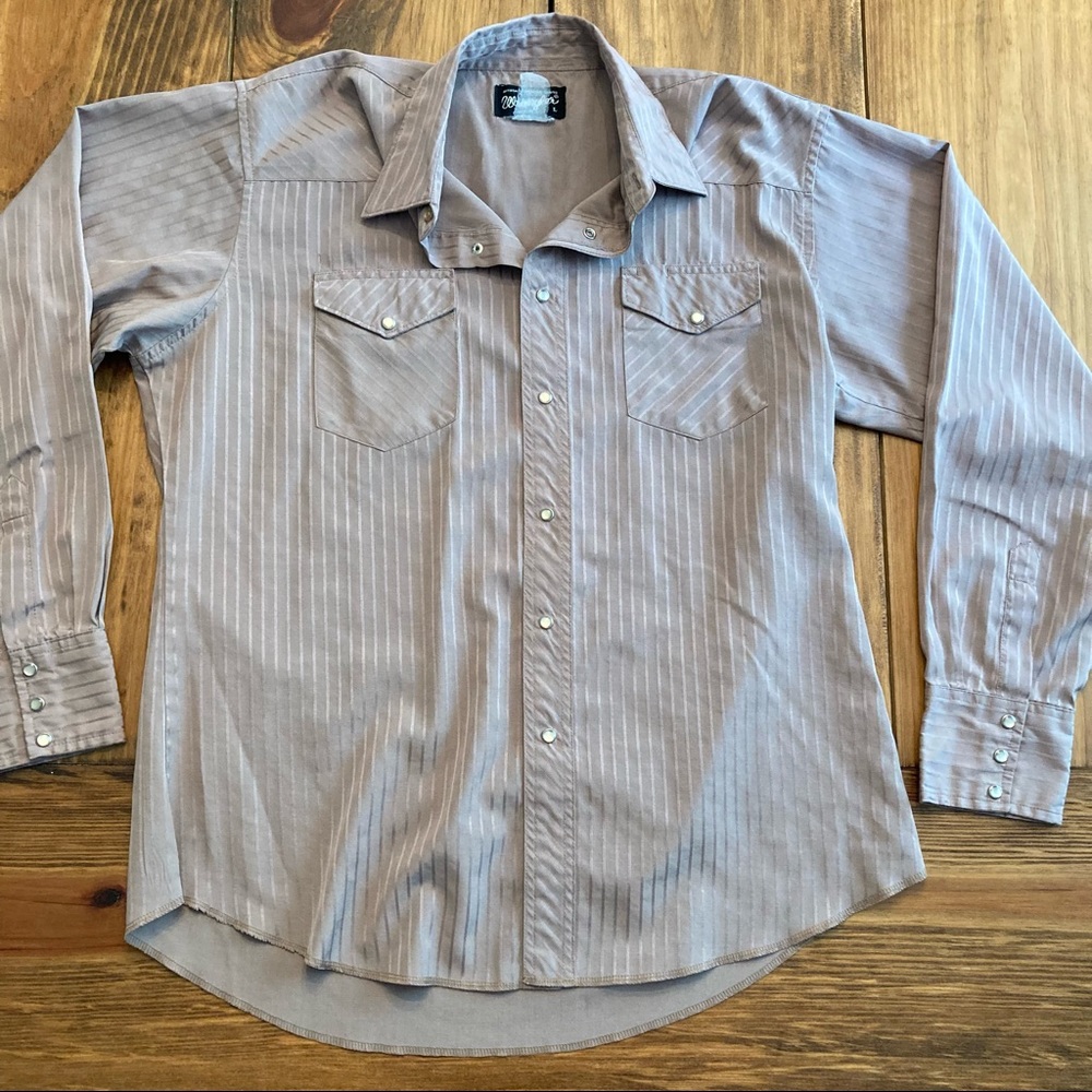 Wrangler Long Sleeve Striped Pearl Snap Shirt